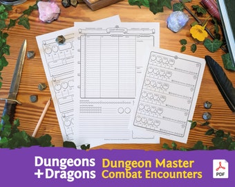 DnD 5e DM Combat Encounters: Initiative Tracker Party and Creature Stats PDF compatible with fifth edition Dungeons and Dragons - Mythbound