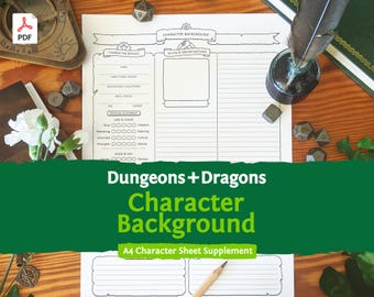 DnD 5e Character Background: A4 Character Sheet PDF compatible with fifth edition Dungeons and Dragons - Mythbound