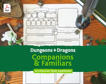 DnD 5e Companions & Familiars: Character Sheet PDF compatible with fifth edition Dungeons and Dragons - Mythbound