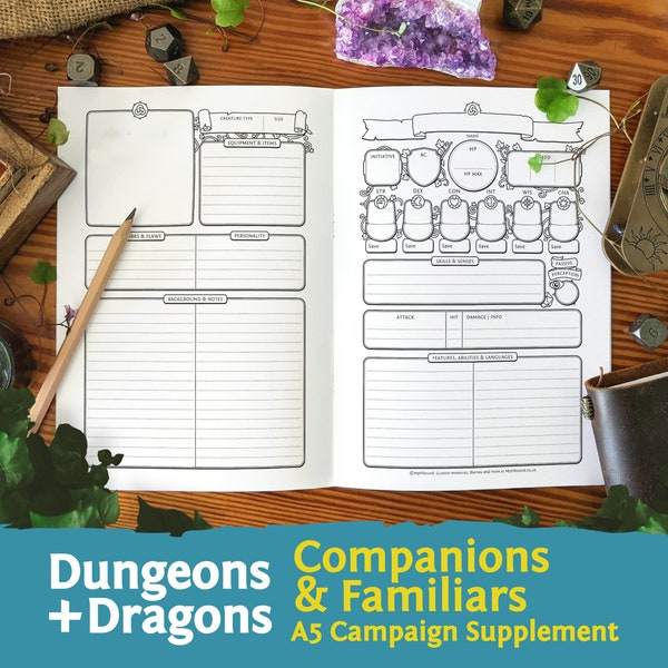 DnD 5e Companions & Familiars: Folleto A5 PDF compatible con la quinta edición de Dungeons and Dragons - Mythbound