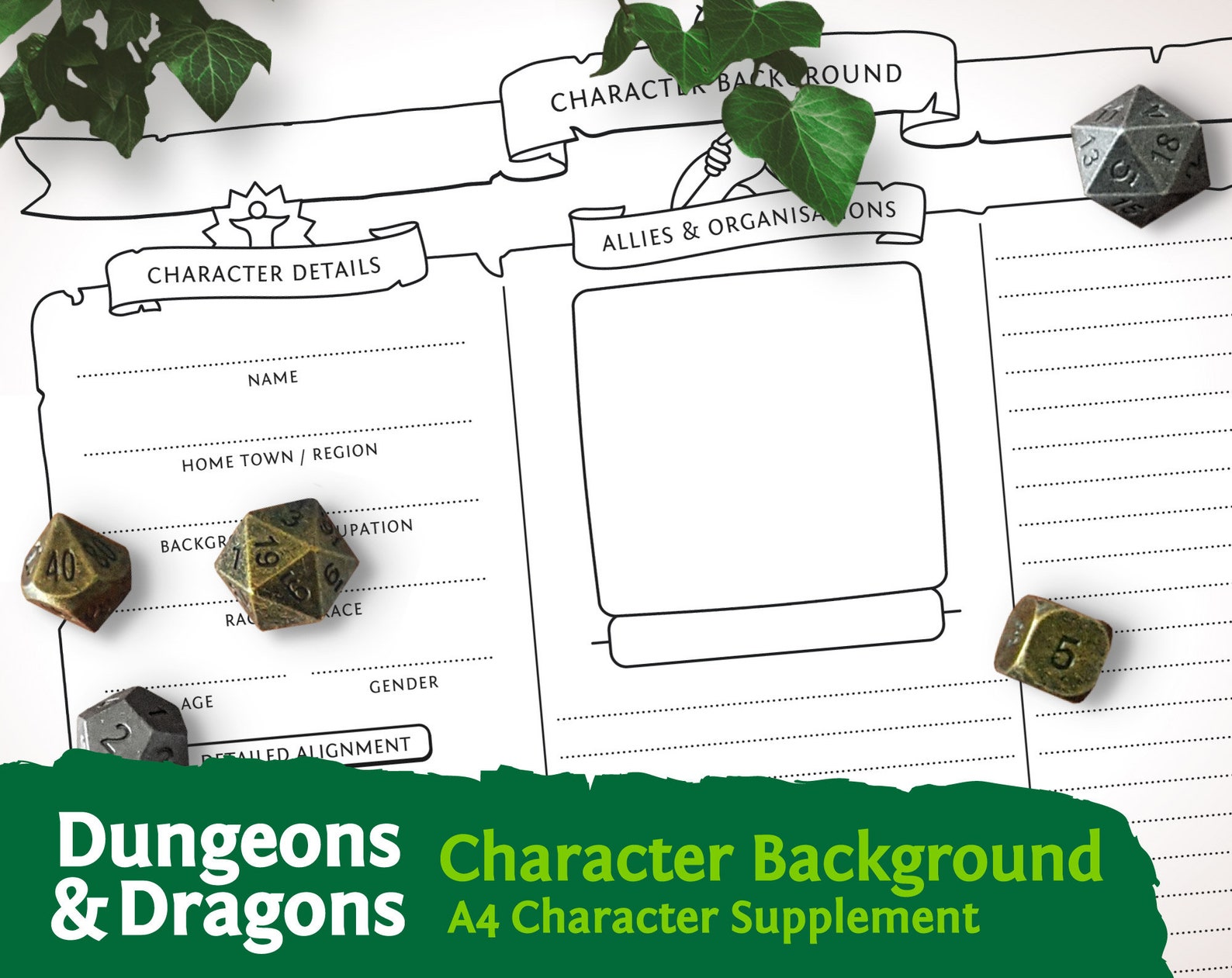 Dnd 5e Character Background: A4 Character Sheet PDF for - Etsy