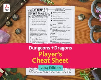 DnD 5e New Players Spickzettel (2014): Anfänger Kurzanleitung PDF kompatibel mit fünfte Ausgabe Dungeons and Dragons - Mythbound