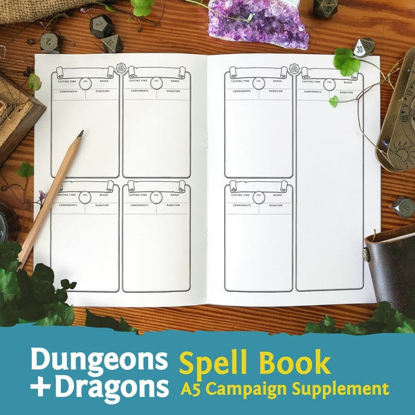 DnD 5e Spell Book: A5 Booklet PDF compatible with fifth edition Dungeons and Dragons - Mythbound