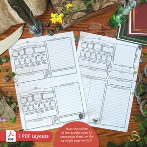 Dnd 5e Companions &amp; Familiars: Character Sheet PDF Compatible With ...