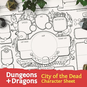 DnD 5e Character Sheet: City of the Dead PDF compatible with fifth edition Dungeons and Dragons - Mythbound