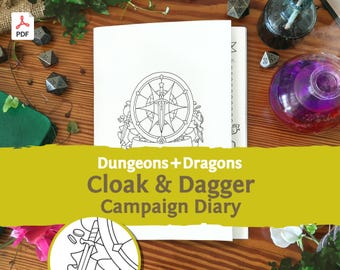 DnD 5e Campaign Diary: Cloak and Dagger Character Journal PDF compatible with fifth edition Dungeons and Dragons and 5.5e - Mythbound