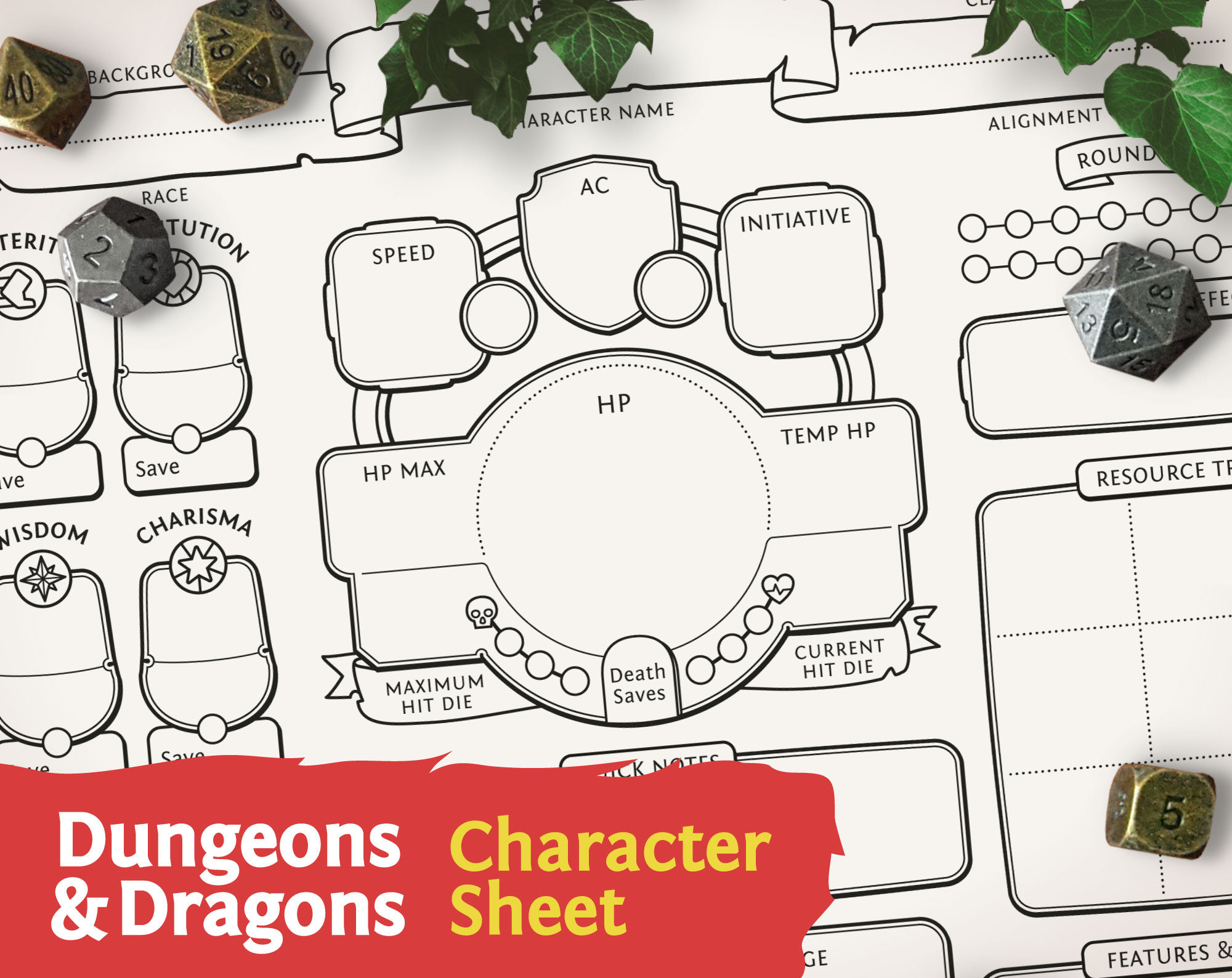 dnd 5e character sheet pdf for dungeons and dragons 5th etsy
