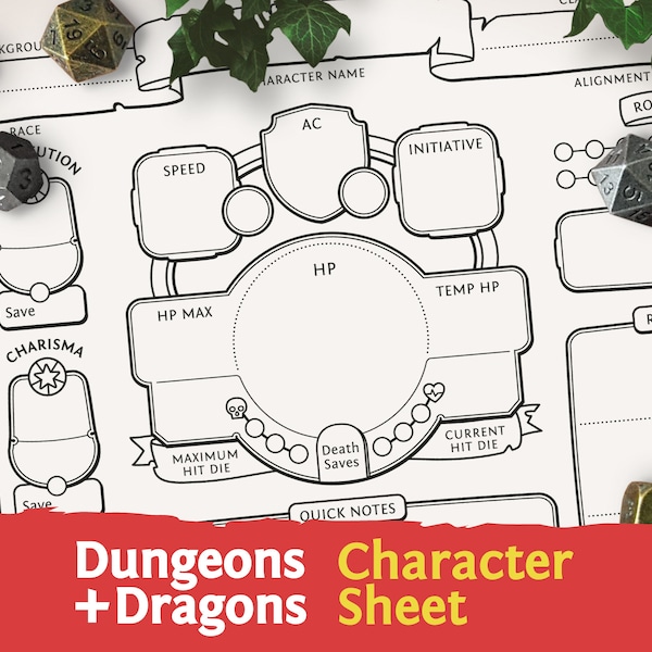 DnD 5e-Charakterblatt: PDF-kompatibel mit der fünften Edition von Dungeons and Dragons – Mythbound
