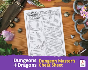 DnD 5e DM's Cheat Sheet : DM Quick Reference Guide PDF compatible with fifth edition Dungeons and Dragons - Mythbound