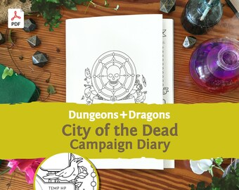 DnD 5e Campaign Diary: City of the Dead Character Journal PDF compatible with fifth edition Dungeons and Dragons and 5.5e - Mythbound