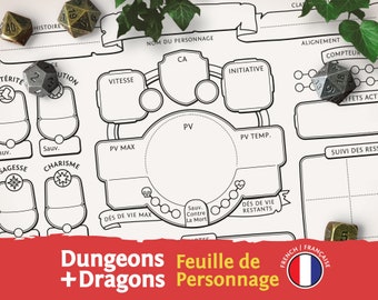 DnD 5e French Character Sheet:  Feuille de Personnage PDF pour Donjons et Dragons 5ème Édition - Mythbound
