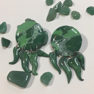 Abstract Lovecraftian Cthulhu Polymer Clay Earrings with Dangling Tentacles