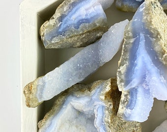 Raw Blue Lace Agate Stone, Calming Home Decor