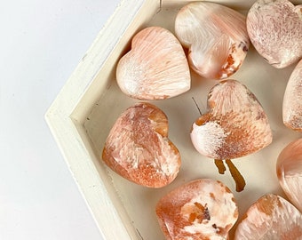 Pink Scolecite Heart Stone - Tranquility Crystal Gift from India