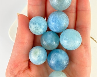 Aquamarine spheres mini/Aquamarine/Blue spheres/Blue crystal/Spiritual healing/Crystal gift