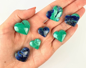 Peruvian Azurite Malachite Heart Crystal, Healing Stone Gift