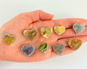 Mini Druzy Chalcedony Heart - Pocket Stone, Spiritual Decor
