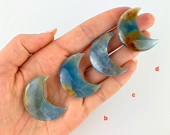 Blue Onyx Crystal Moon - Throat Chakra Stone