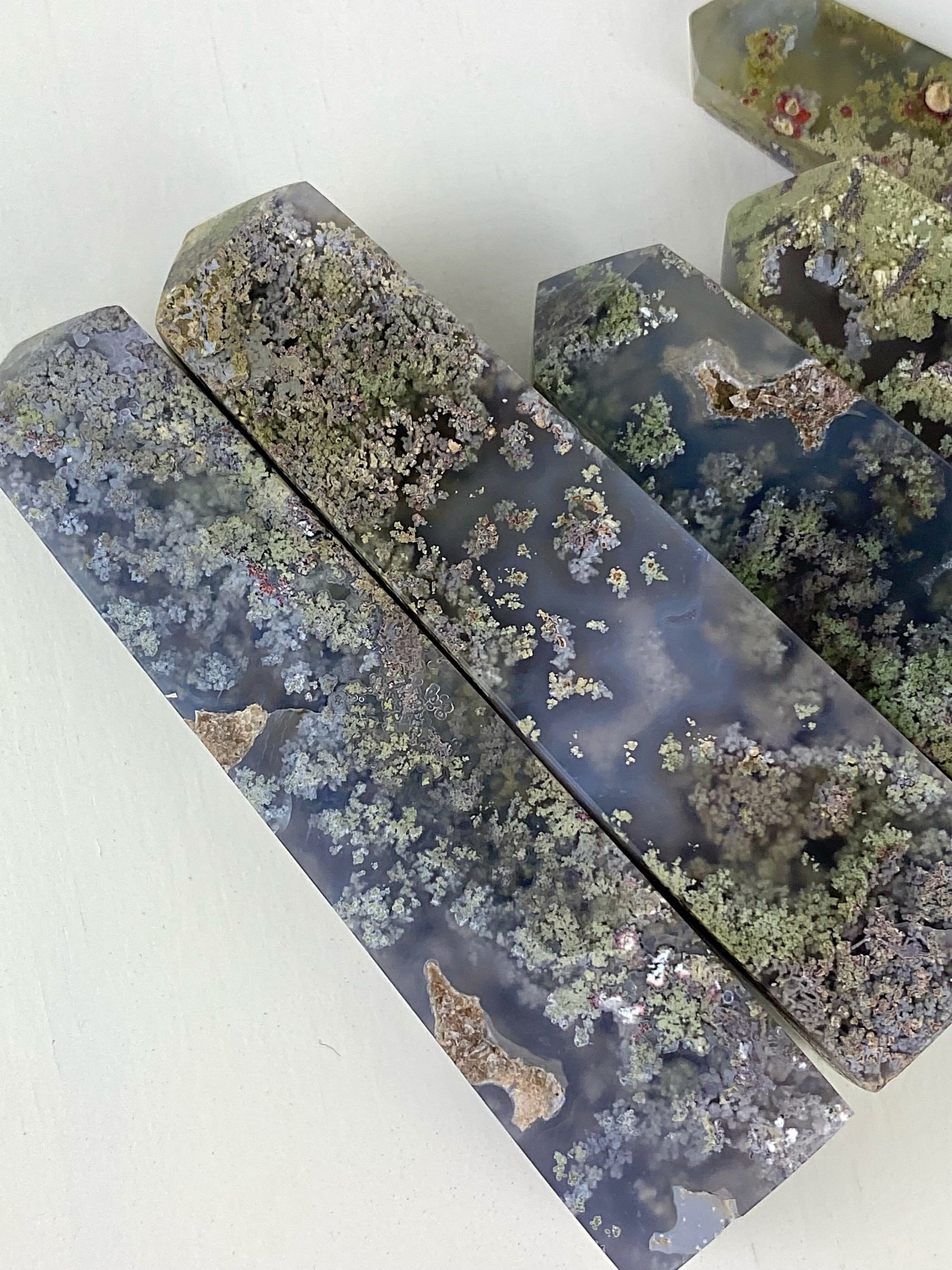 Rare purple&green moss agate mini towers/Indonesian moss agate | Etsy