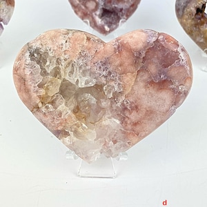 Medium super high grade/Plastic stand included/Natural pink amethyst hearts Brazil/Exquisite pink amethyst/Unique collection pink amethyst