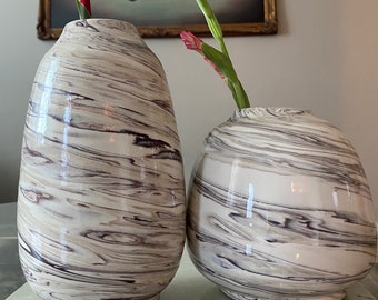 Pair of Vintage Ceramic Swirl Vases