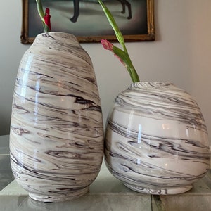 Pair of Vintage Ceramic Swirl Vases