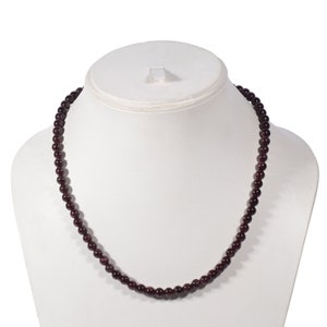 Classy Red Garnet Smooth Ball Beads Necklace