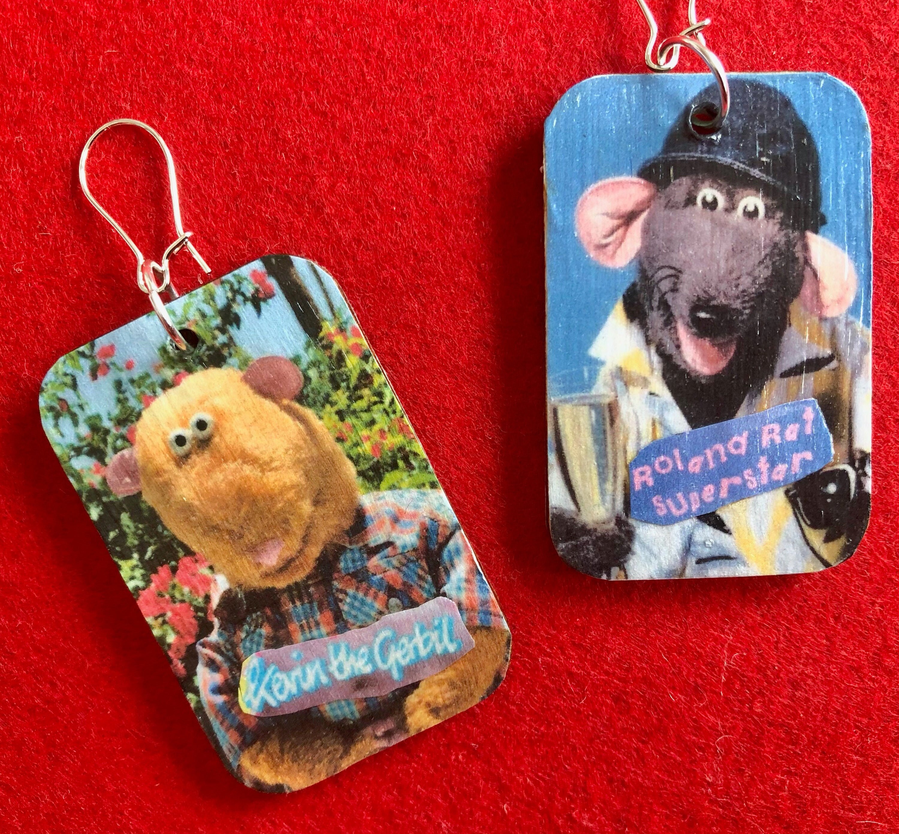 Roland Rat Kevin The Gerbil Earrings Decoupage And Collage Etsy Australia
