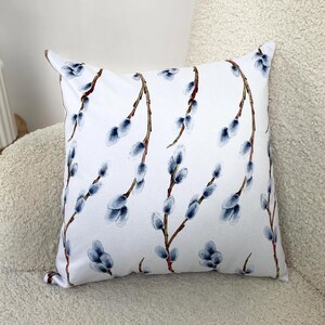 Cojín con estampado de sauce llorón, bonita funda de cojín floral, elegante decoración para el hogar inspirada en la naturaleza, acogedor detalle para la habitación de un bebé, cojín botánico