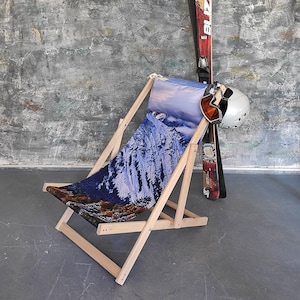 Folding Beech Wood Lounge Chair, Picnic Seating for Nature Lovers, Outdoor Portable Deck Chair, Camp Fabric Chair, Modern Garden Furniture