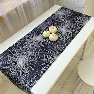 Halloween Spider Web Table Runner: Gothic Haunted House Decor