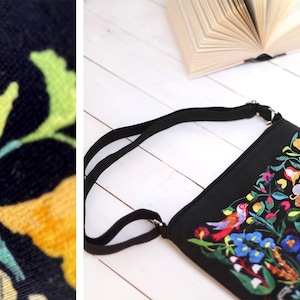 Boho Taystra Bag, Crossbody Pouch, Handmade Ethnic Canvas Bag for Women, Black Folk Design Shoulder Bag for Daily Use, Folk Everyday Bag image 10