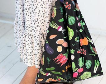 Reusable Foldable Shopping Bag, Eco-Friendly Waterproof Grocery Tote, Aesthetic Market Bag, Zero Waste Gift, Daily Use Bag, Handmade Bag