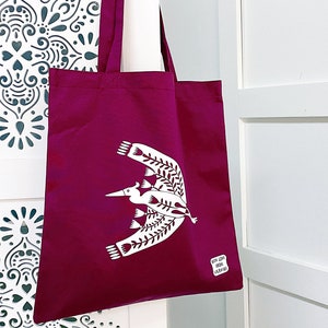 Dark Tote Bag from Ukraine, Bird Print Tote Bag, Heron Tote Bag Aesthetic, Shoulder Shopping Bag for Mom, Cotton Shopper, Sturdy Tote Bag