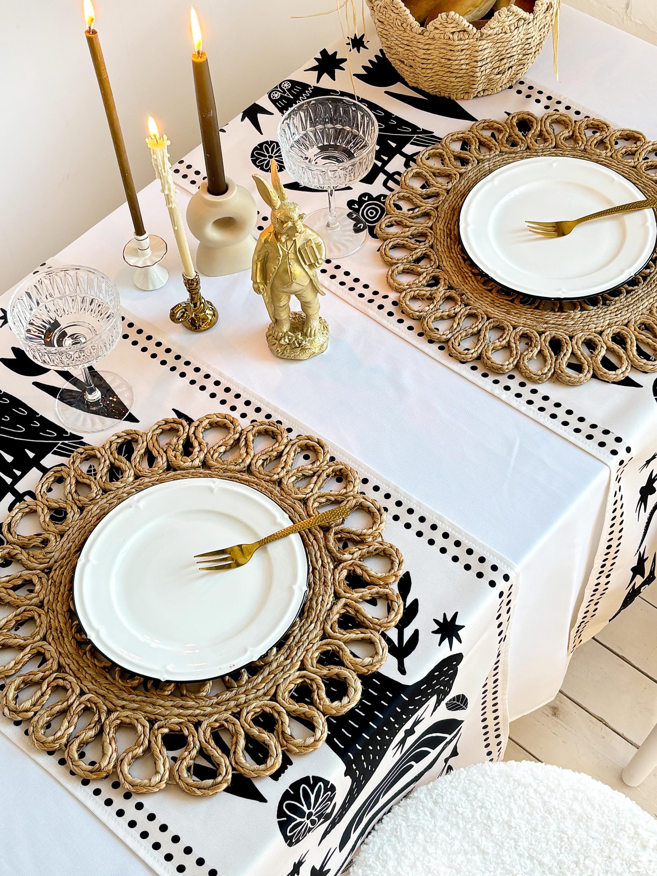 Set of 2 Folk Art Table Runners, Scandinavian Animal Table Decor, Bear ...