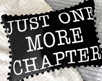 Black & White Cushion cover "Just one more chapter" | Decorative Lumbar pillow case | Throw pillow for couch, bed, sofa | made in Ukraine