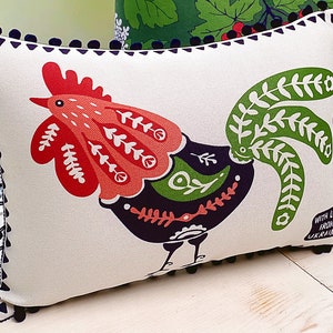 Pillowcase Ukrainian rooster | Decorative pillow | Rooster lover gifts | made in Ukraine | Ukraine shops | Pillow in the living room