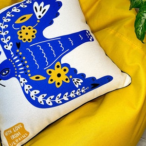 Pillowcase Ukrainian bird | Decorative pillow | Home decor | Easter decorations | made in Ukraine | Ukrainian shops | Blue Pillowcase