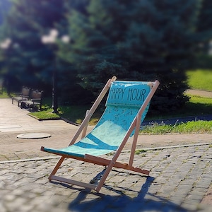 Balcony Foldable Wooden Chair, Outdoor Lounge Chair, Garden Lounger Poolside, Patio Seating Furniture, Portable Balcony Wooden Chair