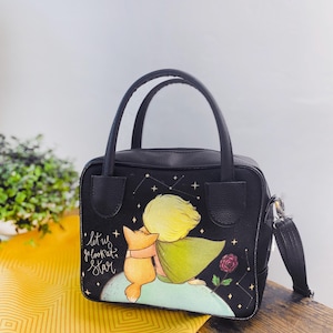 Handgemachte kleine Prinz Tasche, kleine Handtasche, handgemachte kleine Prinz Tasche, Geschenk für Träumer, Frau Kunst Tasche, einzigartige Kunst Geldbörse, Vegan Ledertasche