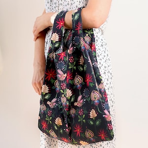 Faltbare Frau Mini Tasche, wiederverwendbare Einkaufstasche, faltbare Einkaufstasche, Umweltfreundliche Einkaufstasche, wasserdichte Tote, Blumenmarkt-Einkaufstasche