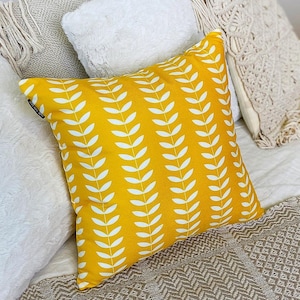 Yellow Velvet Pillow Cover, Modern Throw Pillow for Sofa, Minimalist Cushion Case, Boho Rustic Home Decor, 18x18 Accent Bed Pillow