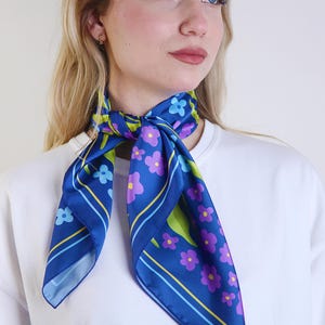 Silk-Touch Square Scarf: Retro Bandana, Handcrafted Art Print