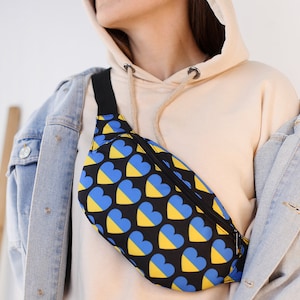 Petit sac à bandoulière, sac banane tendance, sac bandoulière, sac banane en toile, sac banane unisexe, sac banane tendance, sac banane, sac coeur ukrainien