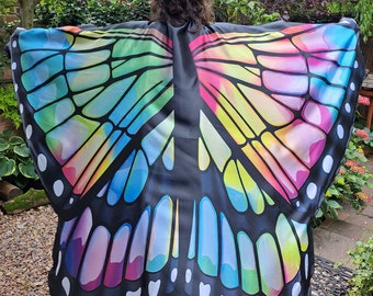 Adult Butterfly Wings Cape Cloak Woodland Rainbow Multicoloured Fairy Costume Festival Outfit