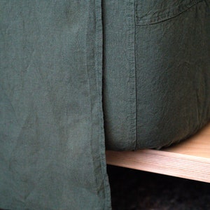 100% Linen Bedding Sheet Set in Dark Green 5 Pieces Soft Washed Organic European Flax Fitted Sheet Flat Sheet 2 Pillowcases Free Shipping image 5