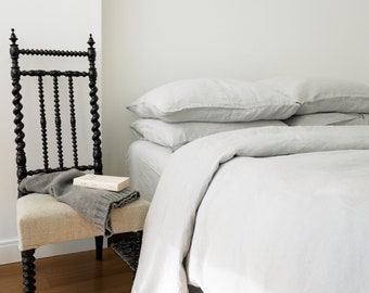 European Linen Duvet Cover Set: Washed 100% Flax Linen, Includes 2 Pillowcases