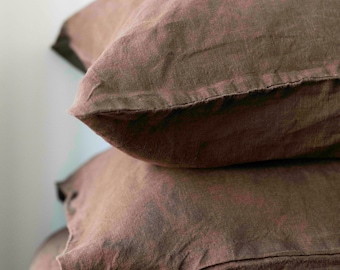 100% Linen Pillowcase cover set of 2  King Size 21 x 37, Organic European Flax, Naturally Washed, Elegant Shams, High Quality