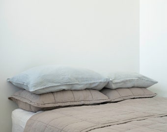 100% Linen Duvet/Bedspread Quilted, in Taupe color, Stonewashed Linen Duvet Full/Queen or King, Soft Linen Quilt, warm blanket, Bed Cover