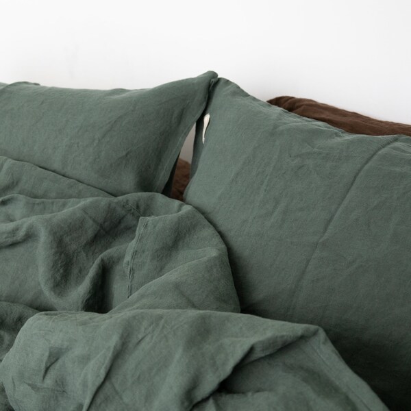 Dark Green Linen Sheets Etsy